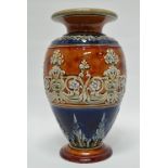 Doulton Lambeth England - A baluster pedestal vase with bas relief, 9463 and maker's mark PB to