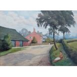 A.E. FOSTER (possibly Agnes) A Farmstead Oil on board Signed and dated 1933 Framed and glazed