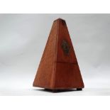 Metronome - A circa 1900 clockwork mahogany cased 'Maelzel' of obelisk form, striking on a bell,
