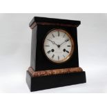 French 8 day marble and slate mantle clock - Bears retailer's mark for Wilson & Gandar, with 10.