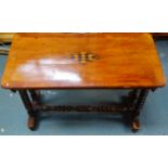 Victorian walnut occasional table - A chequer inlaid diamond shaped inlay to top with boxwood