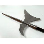 Halberd - A reproduction halberd with turned pine shaft, length 153cm.
