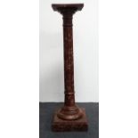 Faux marble torchiere - In Edwardian style with fluted column pedestal bust stand with squared top