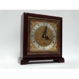 Elliott mantle clock - A mid 20th century square cased mahogany timepiece, height 14.5cm, width
