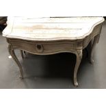 Circa 1900 French painted console table - A walnut table with serpentine shaped long drawer and