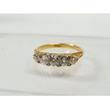 18ct gold and diamond ring - An 18ct gold ring set five diamonds, total of 1.08ct approximately