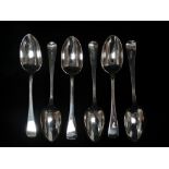 A set of six silver serving spoons, London 1840, maker's mark for Mary Chawner & George W Adams,