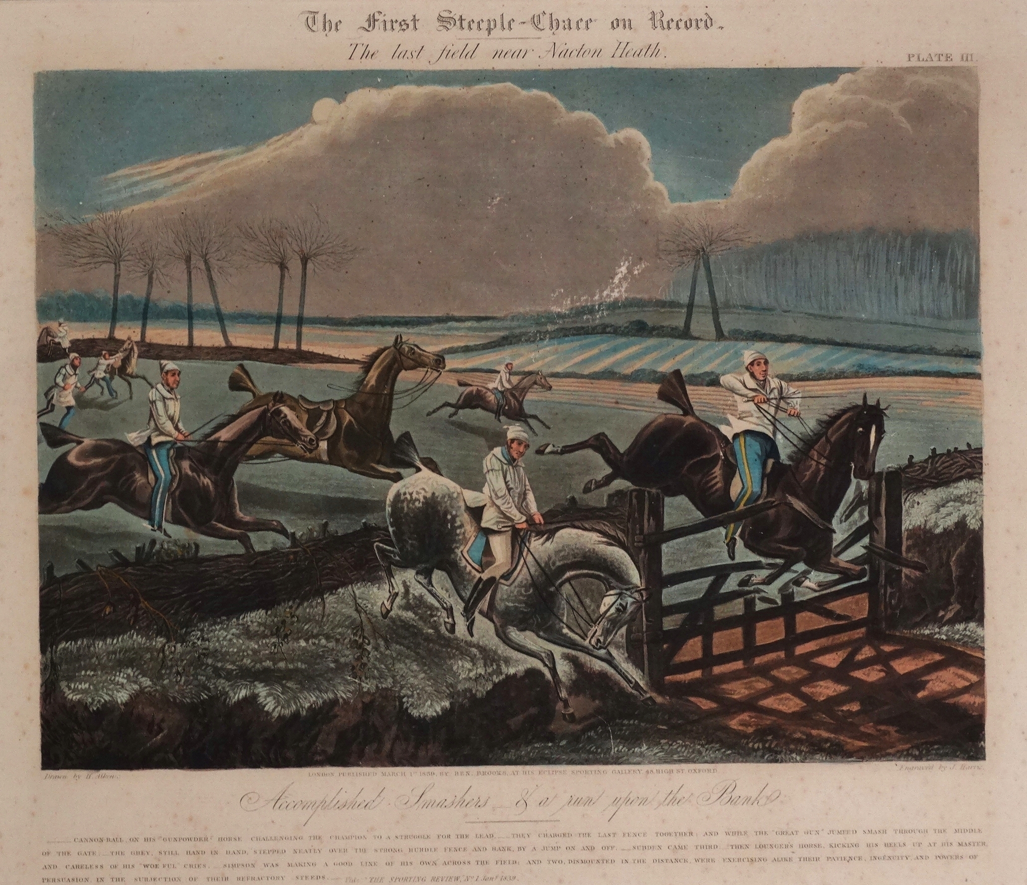 J. HARRIS after H. Alken A set of four hand coloured engravings The First Steeple-Chase on Record, - Image 2 of 5