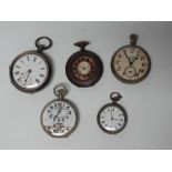 Pocket watches - Five various pocket watches, including a Hebdomas patent 8 day, a Services Dispatch