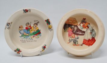 Royal Doulton England and another - Two nursery plates, one depicting 'Old Mother Hubbard', the