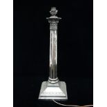 Early 20th century silver plated table lamp - A Doric lamp with sixteen faceted sides on a