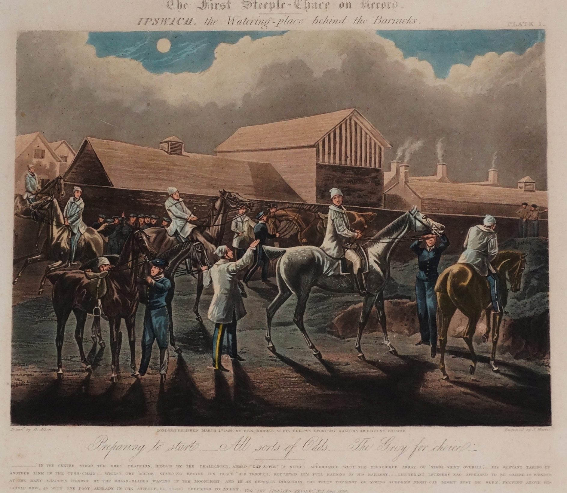 J. HARRIS after H. Alken A set of four hand coloured engravings The First Steeple-Chase on Record, - Image 4 of 5