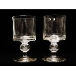 Liskeard Micro-Glass - A pair of Randle era 1970s pedestal goblets with air inclusion to the