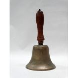 MILITARIA - World War Two (WWII) - An ARP (Air Raid Patrol, Home Defence) bell with turned beech