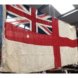 FLAGS - British Royal Navy white ensign ship's flag, label for Johns & Son Flag Manufacturers,