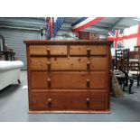 19th century pine chest - Two short drawers over three long graduated drawers with rounded