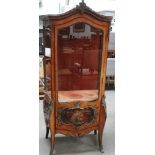 French vitrine - A 19th century Louis XV style kingwood and brass vitrine with hand painted scene to