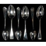 Six silver dessert spoons, London 1858 , maker's mark for SMDC? (G)\?, weight 252g.