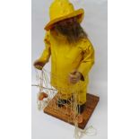 Automaton - A plug-in electrical figure of a bearded fisherman wearing yellow oilskins and