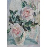 FLORENCE WHITTLE (act. 1925-1940) Still Life Roses Oil on board Signed Framed Picture size 34.8 x