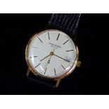 9ct Gold Mappin & Webb Watch - A quartz circular gentleman's watch with Swiss unadjusted 1 jewel