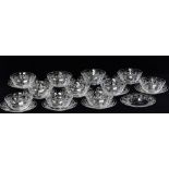 Victorian Cut Glass Bowls - A set of eleven hand made bowls with wheel cut and cut decoration on