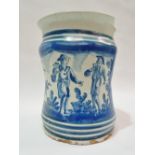 Delft - An 18th century Delft waisted jar decorated with young men in a woodland setting, height