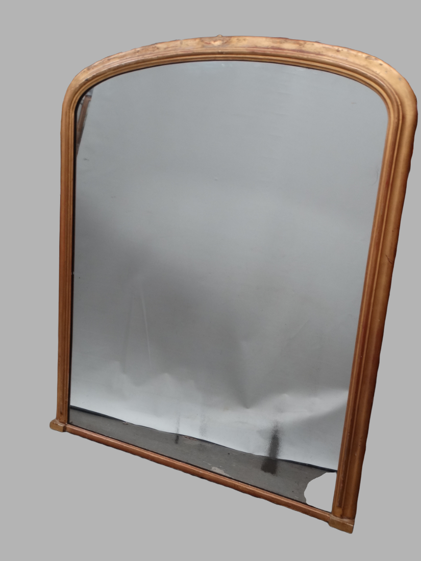 Overmantle Mirror - A 19th century gilt framed semi dome overmantle mirror, height 132cm, width