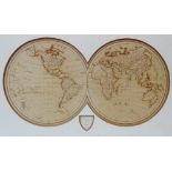 ERNEST J. NORRIS (1877-1952) A sepia hemispherical map of the world With deep cut mount and shield