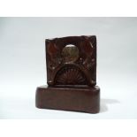 18th Century Watch Stand - A walnut hand carved two piece bedside watch display, height 14.5cm,