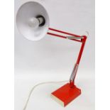 Anglepoise Style Lamp - A red powder coated office desk lamp similiar to a type 75, height