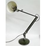 Anglepoise - A model 90 olive green anglepoise lamp with round base, height 88.5cm.