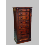 Wellington Chest - A Victorian mahogany chest of seven graduated drawers, height 101cm, width