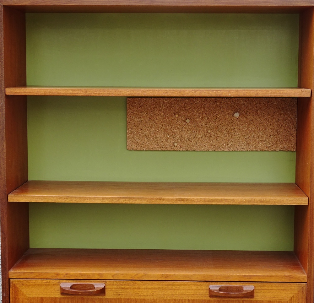 G-Plan Red - A teak sideboard with fall front standing on metal bracket legs, height 160cm, width - Image 2 of 4