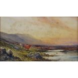 F. PEARSON Sunset On Dartmoor Watercolour Signed and labelled verso with Thomas Walker Newquay label
