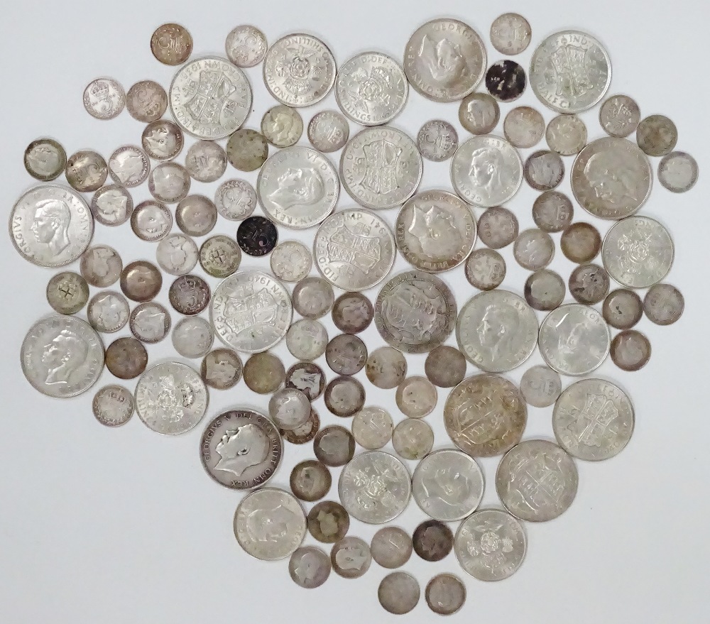 Coins : Victorian, Edward VII, George V, George VI x seventy five, an Edward VII half crown, five