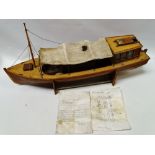 Live Steam Scale Model of a 19th Century Wooden Boat - A canvas topped plank built ship with working