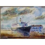 GORDON FRICKERS (B.1949) Stefan Batory At Tilbury Watercolour Signed Further inscribed with