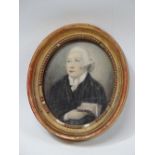 19th Century English School Portrait Of A Reverand Watercolour miniature oval Framed and glazed