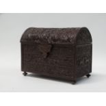 Mid 19th Century Bronze Casket - A patinated Gothic Revival bas relief bronze small casket,
