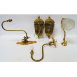 Assorted Lighting - Lime House Lamp Co. a brass and glass pair of wall lights with wheel cut
