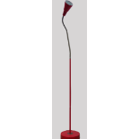 Vintage Retro - A Scandinavian red floor standing reading lamp with flexible shaft section, screw
