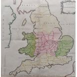18th Century Map - After Jean Palairet 1e Carte D' Angleterre 1754, a hand coloured map of England