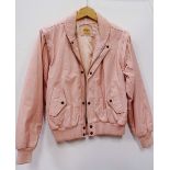 Vintage Fashion - A Hard Rock Cafe pink leather jacket, 'Save The Planet Berlin', size medium.