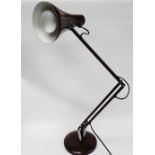 Anglepoise - A model 90 brown anglepoise lamp with round base, height 88.5cm.