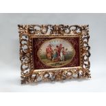 Berlin Plaque - A porcelain plaque after Angela Kauffman, with ornate hand carved gilded frame,