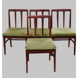 Mid Century Furniture - A set of four Afrormosia Scandinavian style dining chairs with overstuffed