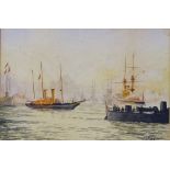 C.H. LEIGH (XIX-XX) Marine School Paddle Steamer Yacht Inspecting The Military Fleet Paddle