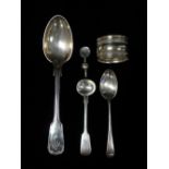 Assorted Silver - A 'Double Fiddle and Thread' spoon with cast shell pattern, engraved armorial of
