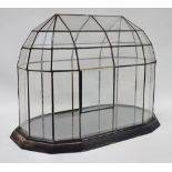 Terrarium - A Victorian style leaded glass terrarium on ebonised shaped stand, height 37cm, width